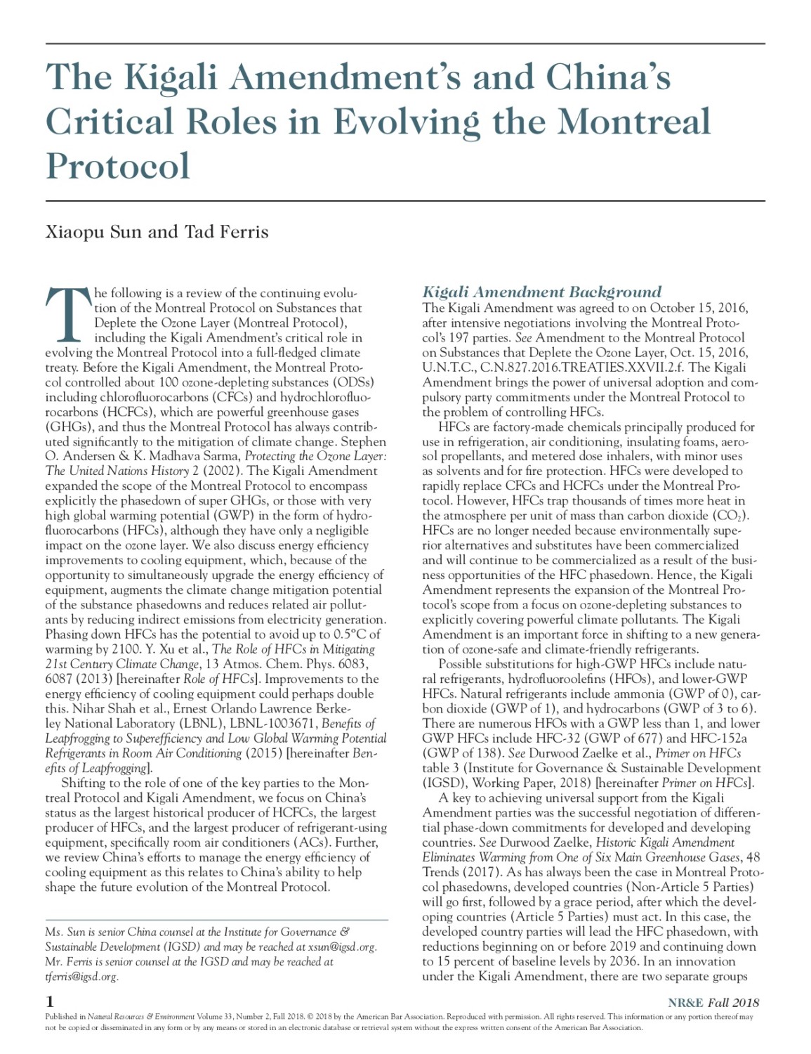 Kigali Amendment and China